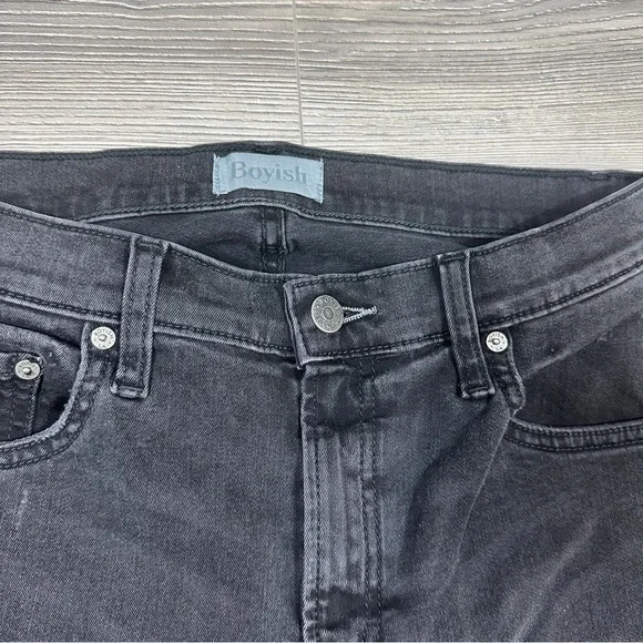Boyish Black Distressed Denim Riley Skinny Jeans with Split Hem - SIZE 6/28 - Picture 2 of 3